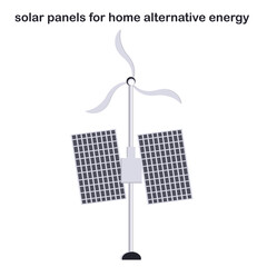 Solar panel - isolated on white background - vector. Alternative energy. Environmental protection concept.