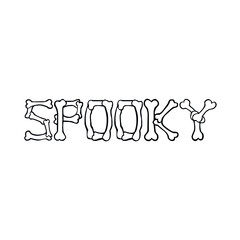 Spooky bones font, happy halloween, printable text vector on a transparent background