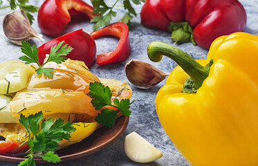 salad of bell pepper, herbs and garlic