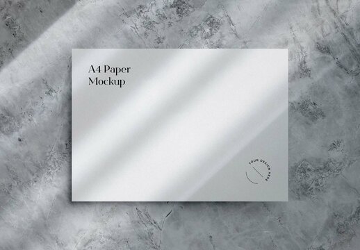 Marble Background Minimal A4 Paper Mockup