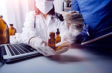 medical technology or medical network. doctor using digital tablet with screen interface.