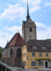 Fototapeta na wymiar Spätgotische Marienkirche in Unterhaus am Ufer der Weißen Elster