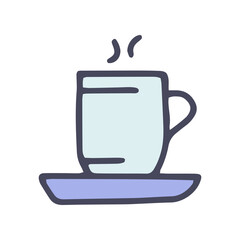 mug with saucer color vector doodle simple icon