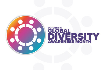 October is Global Diversity Awareness Month. Holiday concept. Template for background, banner, card, poster with text inscription. Vector EPS10 illustration.
