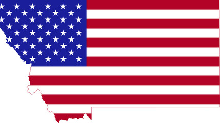 Simple flat US flag map of the Federal State of Montana, USA