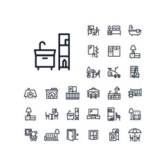 Bathroom line icon in set on the white background. High quality outline symbol for web design or mobile app.