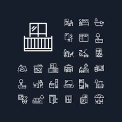 Balcony line icon in set on the black background. High quality outline symbol for web design or mobile app.