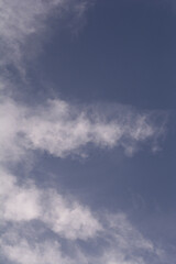 blue sky and rain clouds scattered irregularly across the sky