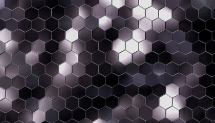 Graphene hexagonal structure in motion. 3D illustration of atomic grid on a technology background. 3D rendering