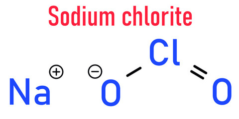 Sodium chlorite, chemical structure. Skeletal formula.