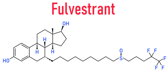 Fulvestrant cancer drug molecule (selective estrogen receptor degrader, SERD). Skeletal formula.