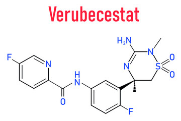 Verubecestat Alzheimer's disease drug molecule (BACE1 inhibitor). Skeletal formula.
