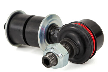 Stabilizer bar with ball joint, spare parts for mechanical repair and car replacement. isolated on white background