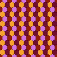 Seamless pattern. Hexagons ornament. Tiles background. Hexahedrons wallpaper. Ethnic motif. Geometrical backdrop. Digital paper. Mosaic textile print. Geometric web designing. Vector artwork.