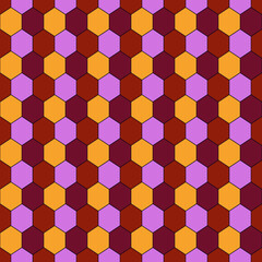 Seamless pattern. Hexagons ornament. Tiles background. Hexahedrons wallpaper. Ethnic motif. Geometrical backdrop. Digital paper. Mosaic textile print. Geometric web designing. Vector artwork.