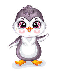 Cute baby girl penguin cartoon character vector