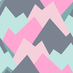 Vector pattern for kids. Colorful seamless triangle, clouds and mountains pattern. Perfect for greetings, invitations, manufacture wrapping paper, textile and web design. Vector pattern.	
