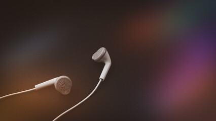 headphones on black and bokeh  background