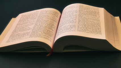 Obraz premium ancient Greek Dictionary with soft yellow dramatic light, Education, knowledge concept