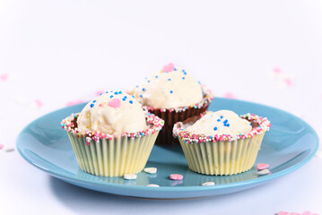 Ice cream in chocolate muffins.