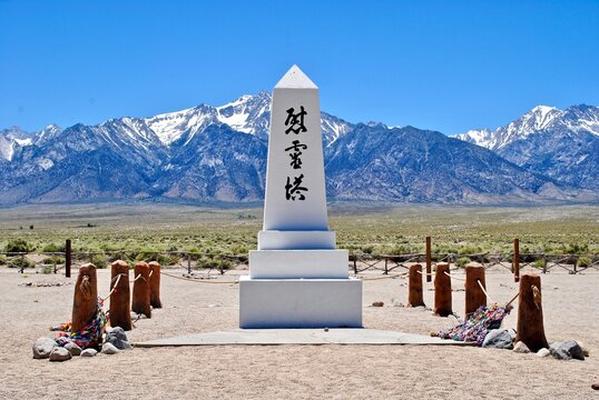 Monument At Manzanar National Historic Site Cemetery Monument 