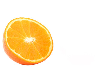 Delicious orange slice isolated on white background.