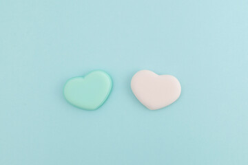 Sponges foundation for makeup in shape of hearts. Soft application
