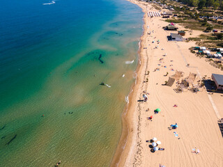 Aerial view of Gradina (Garden) Beach near town of Sozopol, Bulgaria