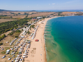 Aerial view of Gradina (Garden) Beach near town of Sozopol, Bulgaria