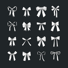 Vector collection of bows. Graphic linear illustration.Hand drawn graphic bows set.
- 458383708