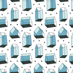 Seamless pattern of cute tiny houses.
- 458383726