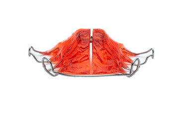 REMOVABLE PALATE EXPANDER ON WHITE BACKGROUND. ORTHODONTICS TREATMENTS. MOUTH HEALTH CARE CONCEPT. © Rafa Jodar