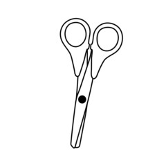 Scissors icon in doodle style. 