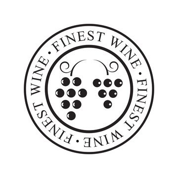 Finest wine stamp, black isolated on white background, vector illustration.