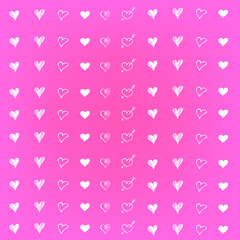 Pink background with white hearts.