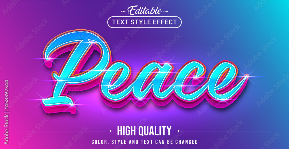 Poster editable text style effect - peace text style theme.