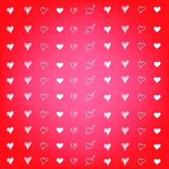 Red background with white hearts.