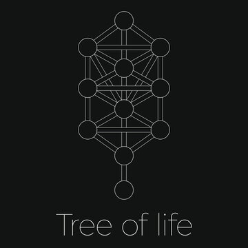 Basic black and white Tree of life esoteric illustration vector