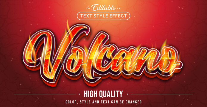 Editable text style effect - Volcano text style theme.