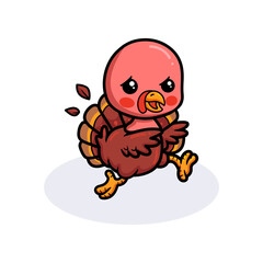 Cute baby turkey cartoon running