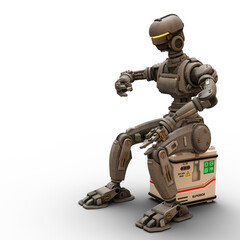 3D-illustration of giant sci-fi robot over white