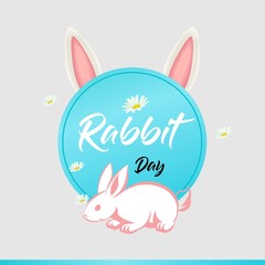 Rabbit Day Poster. Illustration of Rabbit with Vector Background