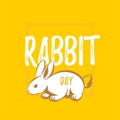 Rabbit Day Poster. Illustration of Rabbit with Vector Background