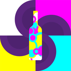 Simple and colorful illustration with a bottle. Pop bottle.