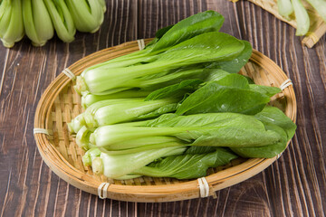 Pak Choi (Bok Choy) or Brassica chinensis green vegetable isolated on white background