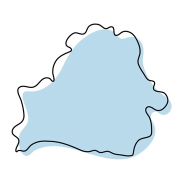 recommend clip art: Stylized simple outline map of Belarus icon. Blue sketch map of Belarus vector illustration