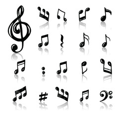 Fototapeta premium Music notes vector icon illustration isolated on white background