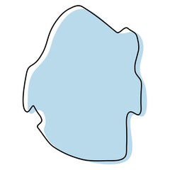 Stylized simple outline map of Swaziland icon. Blue sketch map of Swaziland vector illustration