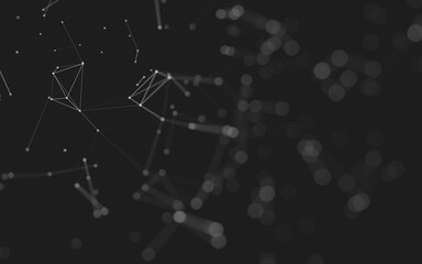 Abstract background. Molecules technology with polygonal shapes, connecting dots and lines. Connection structure. Big data visualization.