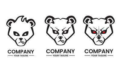 angry panda logo concept. animal, line art, simple, traditional and creative style. suitable for t shirt design, logo, mascot, icon, symbol and sign